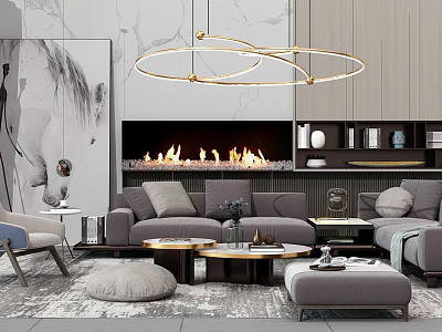 Sofa coffee table combination 3d model