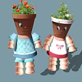 Game Movie Characters Pot Shaped With Smiling Faces Colorful Clothing And Plants On Head