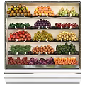 Commercial Display Refrigerator Freezer with Fresh Fruits Vegetables on Organized Shelves