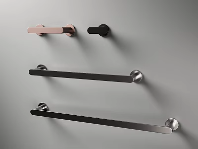 Modern Wall Mounted Metal Handles In Black Rose Gold And Silver Styles 3d model