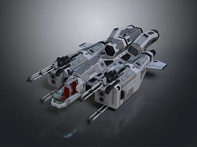 Sci Fi Spaceship Model With Detailed Engines Weapons And Gray White Exterior 3d model