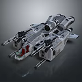 Sci Fi Spaceship Model With Detailed Engines Weapons And Gray White Exterior 3d model