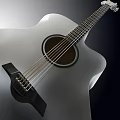 Silver Acoustic Guitar With Wooden Body Black Bridge And Steel Strings