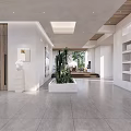 Modern Hotel Lobby Interior With Wooden Ceiling Sofa Seating Coffee Tables And Bar Counter