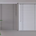 Stylish Gray and White Window Blinds Wall Mounted with Green Plant Leaves