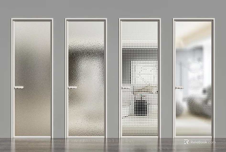 Modern Hinged Doors With Various Glass Designs For Stylish Residential Interior Spaces 3d model 