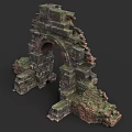 Ancient Stone Arch Ruins Featuring Weathered Brick And Stone Construction 3d model
