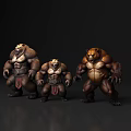 Muscular Reptile Characters in Simple Costumes Standing on Black Background