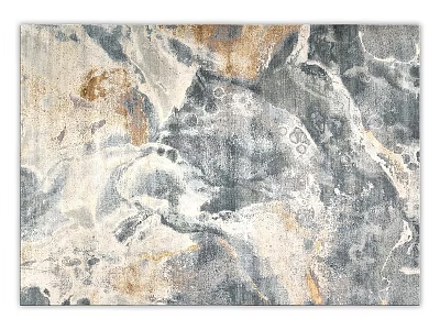 Modern Square Rug With Marble Like Gray White Gold Artistic Pattern Design 3d model
