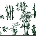 Green Bamboo Plants In Different Forms With Stems Leaves And Clumps 3d model