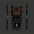 Sci Fi Modified Vehicle With Rustic Exterior Mechanical Wings And Glowing Blue Lights 3d model
