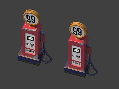 Public Red Gas Pumps With 99 Markers And Fuel Service Equipment 3d model