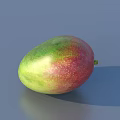 Five Fresh Ripe Mangoes With Red And Green Skin On Gray Background