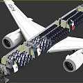 Commercial Passenger Airplane With Cockpit Economy Class First Class And 7 Color Paint Schemes