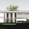 Modern Entrance Gate Design With Metal Frame Glass Panels And Landscaped Gardens