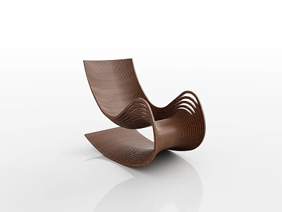 Modern Brown Wavy Lounge Chair With Textured Sculptural Design And Sleek Lines 3d model