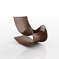 Modern Brown Wavy Lounge Chair With Textured Sculptural Design And Sleek Lines