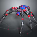 Decorative Spider With Blue Red Patterns And Black Legs Featuring Red Spots