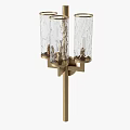 Elegant Modern Wall Sconce With Brass Frame And Textured Glass Shade 3d model