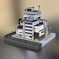 Modern Multi Storey Building Model With Gray Base And Detailed Structural Design 3d model