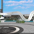 COCO City 2025 Landscape With Curved White Structure Green Plants And Circular Pavement
