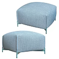Soft Light Blue Fabric Ottoman With Modern Stylish Green Metal Legs