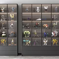 Modern Grey Display Cabinets With Built In Lighting Multiple Compartments And Drawers For Action Figures