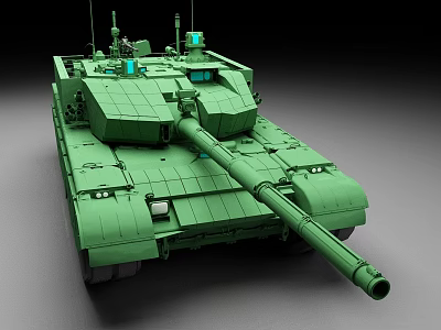 Green Military Tank With Long Cannon Turret And Modern Design Features 3d model