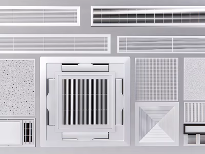 Various Types Of Air Conditioner Vents With Stylish Grille Designs For Home Interior 3d model