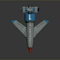 Futuristic Spacecraft Design With Silver Body Blue Components And Red Nose Cone