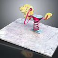 Lion Shaped Spring Rocking Horse With Colorful Design On Concrete Platform