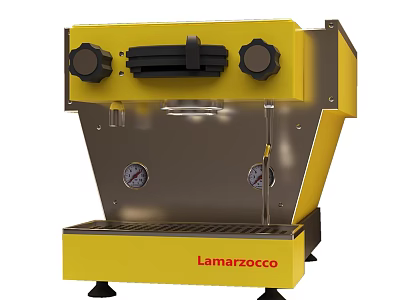Yellow Lamarzocco Espresso Machine Kitchen Appliance With Control Knobs And Pressure Gauges 3d model