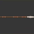 Traditional Spear with Wooden Handle Red Decorative Bands White Tip and Sharp Silver Blade