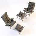 Modern Gray Padded Lounge Chair With Matching Footstool And Sturdy Frame