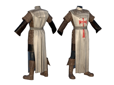 Medieval Knight Costume Crusader Clothes suit Armor Leather Boots 3d model