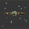 Ornate Golden Scepter With Blue Gemstones Glowing Dots And Reflective Surface