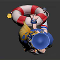 3D Game Character With Blonde Hair Blue Hat And Sailor Style Uniform Holding Lifebuoy