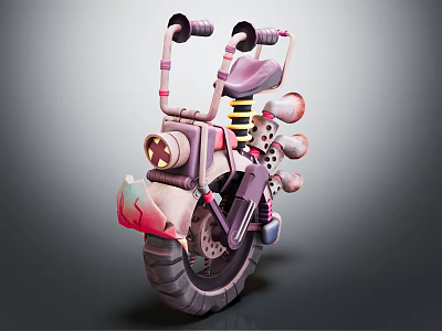 Colorful Kids Tricycle Toy With Pink Purple Design Decorative Handlebar And Large Wheel 3d model