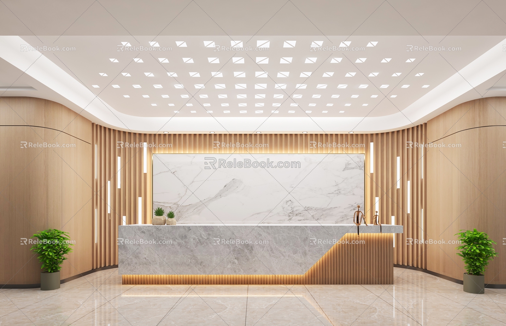 Modern Front Desk Reception Desk 3d model