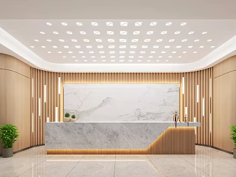 Modern Front Desk Reception Desk 3d model