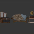 Vintage Living Room Interior With Retro Sofa Gramophone And Wooden Chest