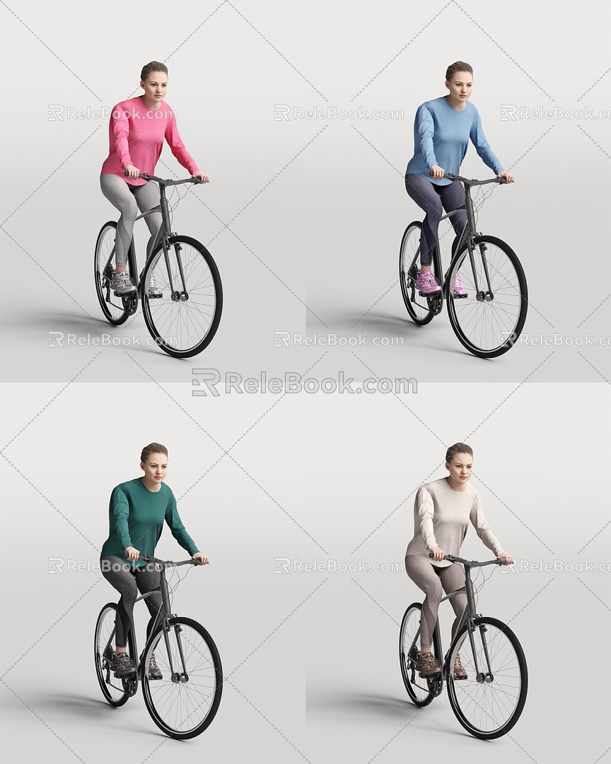 Cycling Woman Characters Foreign Woman Sports Woman Cycling Man 3d model