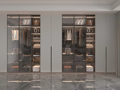 Modern Glass Door Storage Cabinet with Multi layer Shelves for Closet Organization 3d model