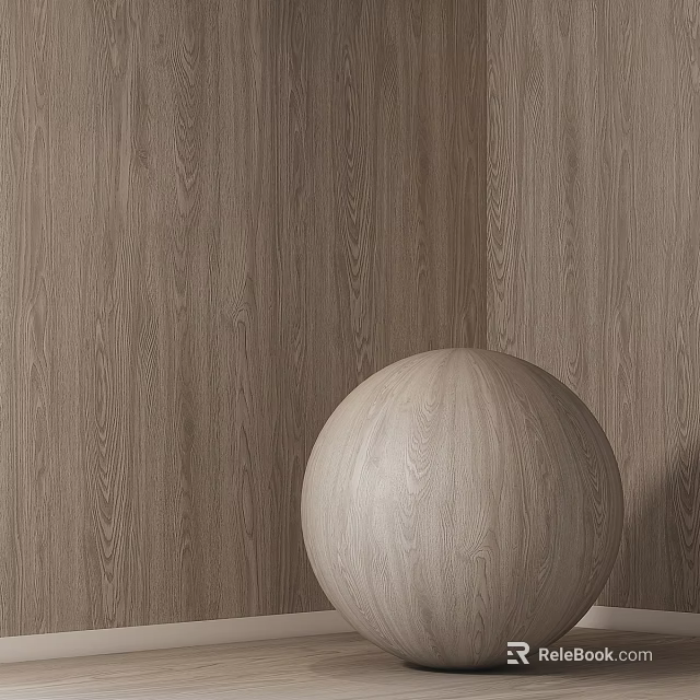 Wooden Texture Wall Background With Light Colored Decorative Wooden Sphere In Foreground 3d model 