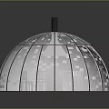 Indoor Round Dining Furniture Set With Wooden Table Chairs And Metal Dome Structure
