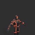 Game Movie Character 3D Model in Black Orange Bodysuit with Mask Arm Waist Accents