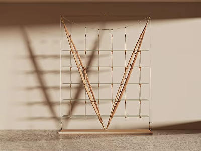 Modern Geometric Bookcase Design With Wooden Metal Frame And Multi Layer Shelves 3d model