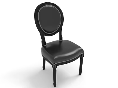 Classic Black Chair With Round Back Leather Seat And Wooden Legs For Home Decor 3d model