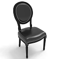 Classic Black Chair With Round Back Leather Seat And Wooden Legs For Home Decor