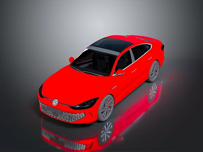 Red Modern Car With Black Roof Sleek Design Alloy Wheels And Surface Reflection 3d model